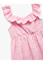 Ruffle Detailed Round Neck A-Line Layered Sleeveless Dress with Lace Detail - 3