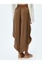Asymmetrical Satin Baggy Trousers with Slit Detail - 4