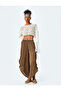 Asymmetrical Satin Baggy Trousers with Slit Detail