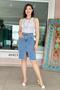 Lycra Knee Length Denim Skirt 4Y413 - 5