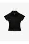Stand Collar Zipper Short Sleeve Sports T-Shirt - 3