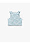 Crew Neck Sleeveless Floral Patterned Crop Tank Top - 2