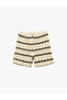 Cotton Knitted Detailed Openwork Knitwear Shorts - 2