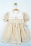 Beige Flower Embroidered and Lace Cotton Lined Baby Dress (9-24 Months) - 3