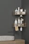 Adhesive 2 Pieces Wall Organizer Bathroom Corner Shower Shampoo Holder Corner Shelf Organizer Shelf Gold - 3