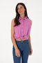 Women's Fuchsia Linen Blend Short Sleeve Shirt 50298111-Vr023