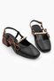 Women's Shoes Pearl Bow Detailed Women's Short Heeled Open Back Women's Shoes Ballerina Black Tan - 5