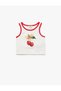 Cotton Sleeveless Crew Neck Bow Cherry Printed Crop Tank Top