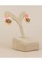 Rosabella Pink Enamel Flower Motif Pearl Art Earrings - 4