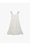 Square Neck Layered Embroidery Detail Long Strap Dress - 2