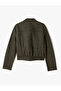 Biker Jacket Shirt Collar Pocket Detailed Buttoned - 2