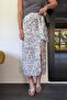 Women's Knot Detail Slit Patterned Skirt 4S3348