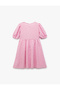 Round Neck Short Sleeve Broderie Dress with Drawstring Detail - 2