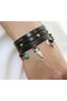 Kokoş Leather Bracelet |   Women's Bohemian Bracelet with Seashell and Charm Detail Clip-On Blue