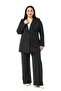 بدلة مكونة من قطعتين من السراويل السوداء المخططة مقاس كبير