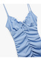 Slim Fit Bodycon Mini Dress with Rope Strap Draped Bow Detail - 5
