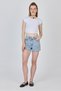White Crew Neck Cotton Slim Fit Crop T-Shirt 9199m - 3