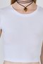 White Crew Neck Cotton Slim Fit Crop T-Shirt 9199m - 4
