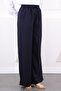 Navy Blue Elastic Waist Palazzo Trousers - 4