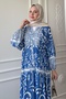 Curved Spiral Pattern Indigo Viscose Dress - 3
