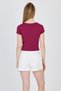 Burgundy Crew Neck Basic Crop T-Shirt 9200m - 5