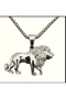 Yiwu Gold & Silvery Lion Necklace for Men - Detailed Alloy Animal Jewelry - 3
