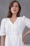 Women's V-Neck Buttoned Linen-Look Guipure Detail Skirt Flounced Lined Summer Casual Dress 25085 - 3