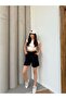 Women's Elastic Waist Pocket Muslin Shorts - 3