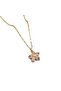 Zircon Stone Stainless Steel Pink Flower Necklace - 4