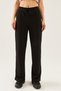 Women's Black High Waist Lace Up Elastic Waist Wide Leg Sweatpants - 4