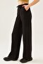 Women's Black High Waist Drawstring Wide Leg Sweatpants - 5