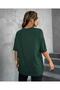 Oversize Fit Green Color New York U.S.A Printed Relaxed Fit T-Shirt Unisex - 3