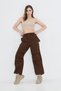 Brown Parachute Elastic Waist Cargo Pocket Leg Clip-On Trousers - 4