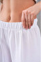 Women's White Linen Elastic Waist Comfortable Wide Leg Pants - 2