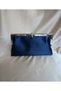 Women's Satin Navy Blue Stone Detailed Wallet Clutch Model Portfolio Special Occasion and Evening Dress Bag