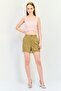 Women Solid Denim Shorts, Brown - 3