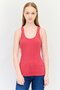 Women U-Neck Sleeveless Ribbed Tank Top, Red