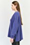 Women V-Neck Textured Sweater, Slate Blue - 4