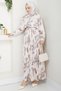 Satin Floral Brown Pleated Skirt Suit - 3