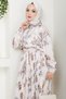 Satin Floral Brown Pleated Skirt Suit - 4