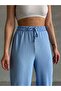 Women's Sky Blue Elastic Waist Palazzo Trousers - 5