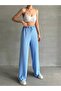Women's Sky Blue Elastic Waist Palazzo Trousers - 3