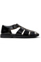 Men's Black Adjustable Sandals with Hook And Loop Strap, Soft Sole, Genuine Leather Don - 2