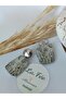 Women's Steel Earring Apparatus Silver Color Flower Pattern Handmade Polymer Clay Earrings - 2