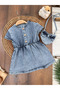 Denim Dress Bag Front Buttoned Lycra Summer Baby Girl Suit - 3