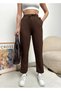 Women's Brown Elastic Waist High Waist Jogger Sweatpants - 3