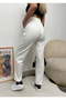 Women's White High Waist Jogger Sweatpants with Elastic Legs - 6
