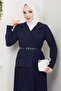 Pleated Dress Navy Blue 4747 - 2