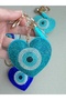 2-Piece Heart-Shaped Stone Eye Shaped Turquoise Stone Eye Metal Keychain - 2