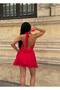 Women's Red Mini Dress with Straps and Ruffles Flared Ayrobin Summer Ely-10001705 - 4